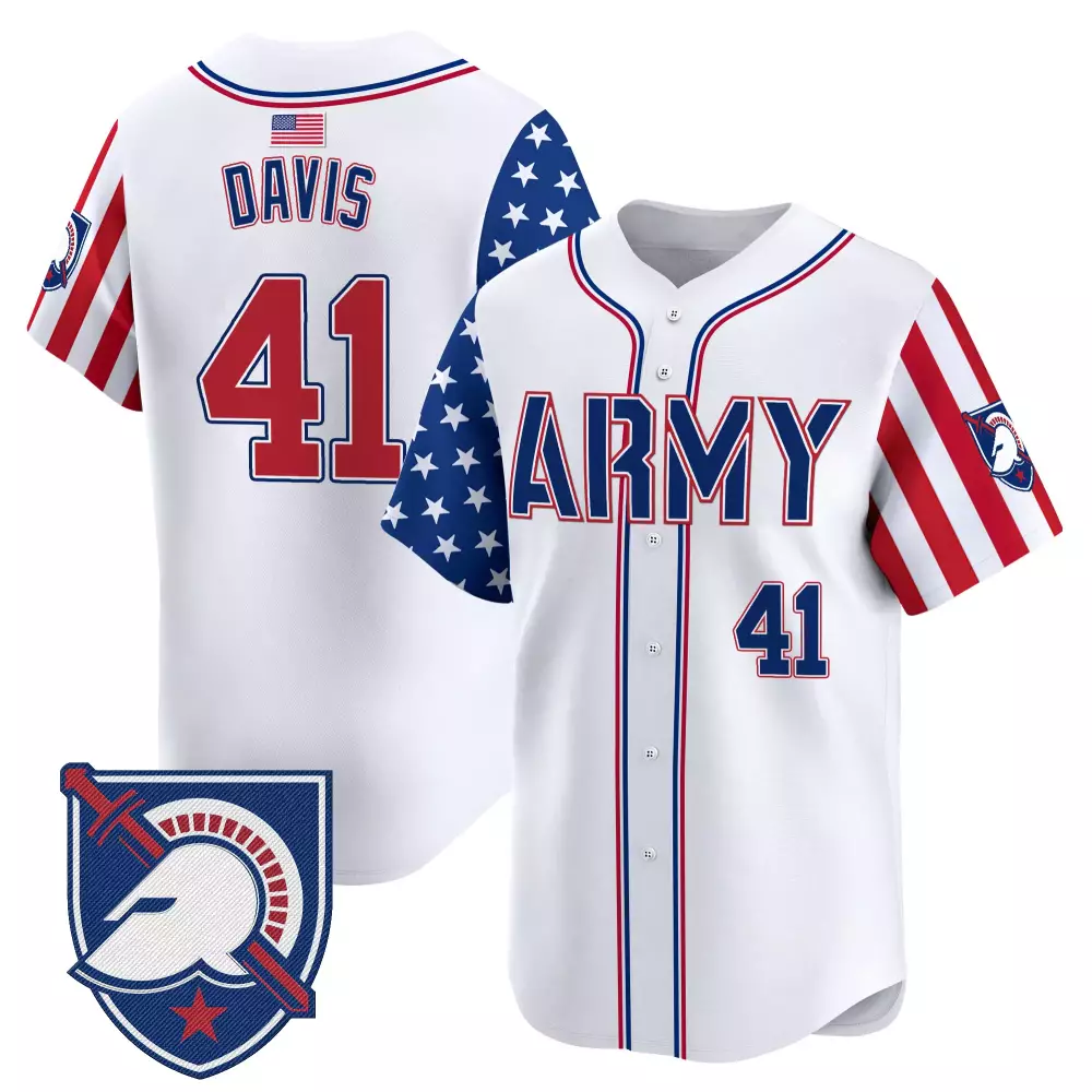 Reynolds Army 41 Jersey White American Flag Men Split Design Red Blue Vapor Stitched