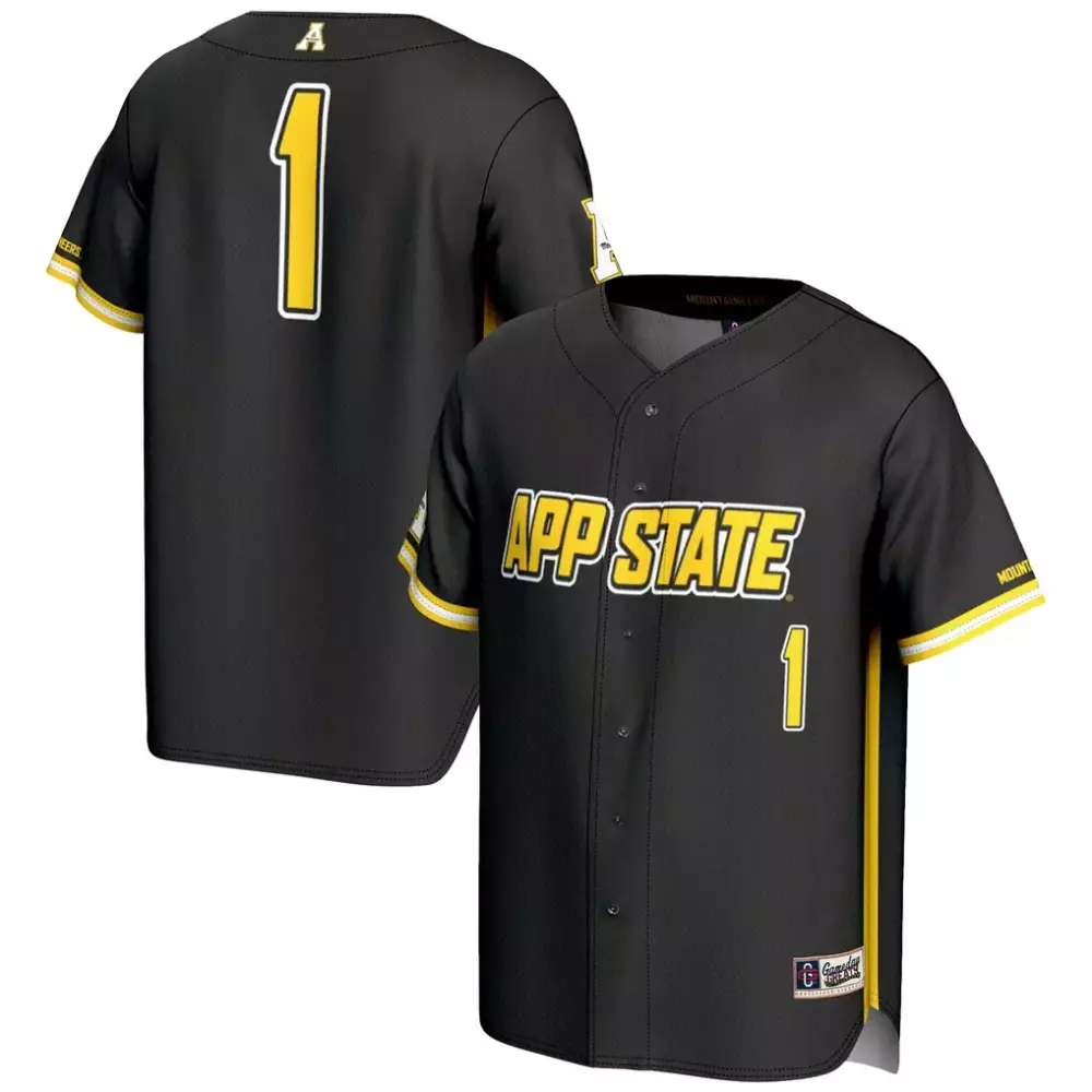 Custom App State 1 Jersey Black Appalachian Mountaineers Yellow White Gameday Fashion