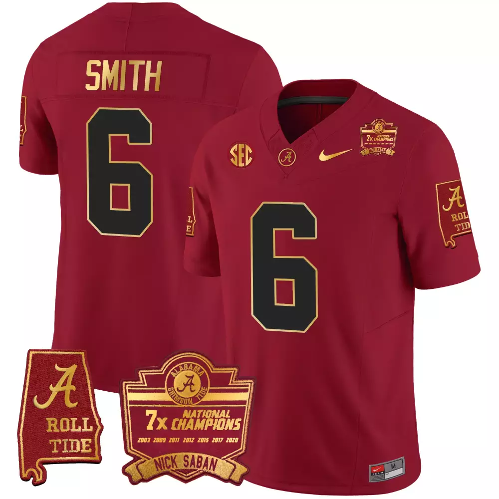 Devonta Smith 6 Jersey Crimson Alabama Tide 'a' Roll Men Black Gold All Stitched