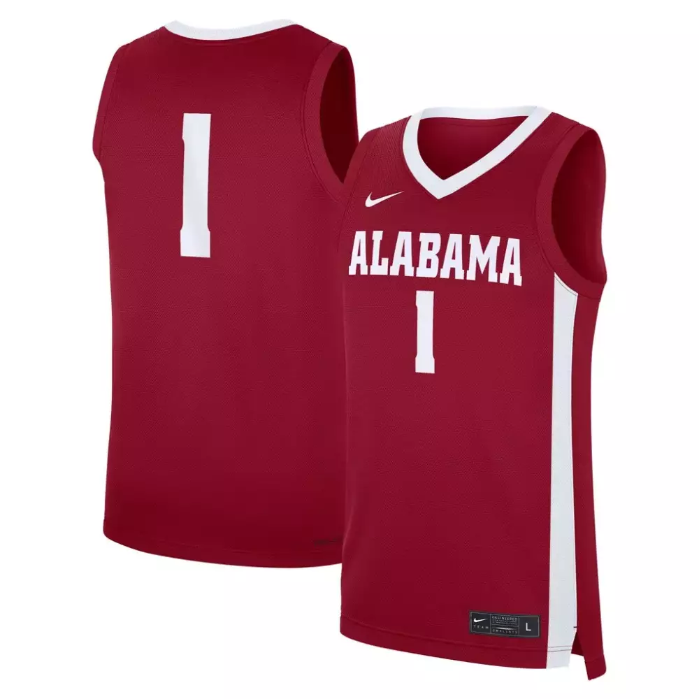 Custom Alabama 1 Jersey Maroon Men White Replica