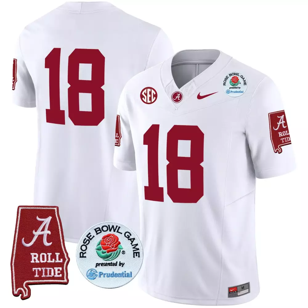 Will Anderson 18 Jersey White Rose Bowl Game Alabama Crimson Tide 2023 Men Red Vapor