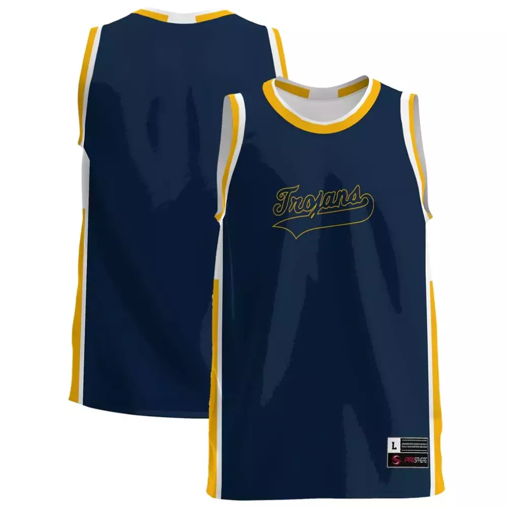 Custom Trojans Jersey Navy Yellow White Gameday