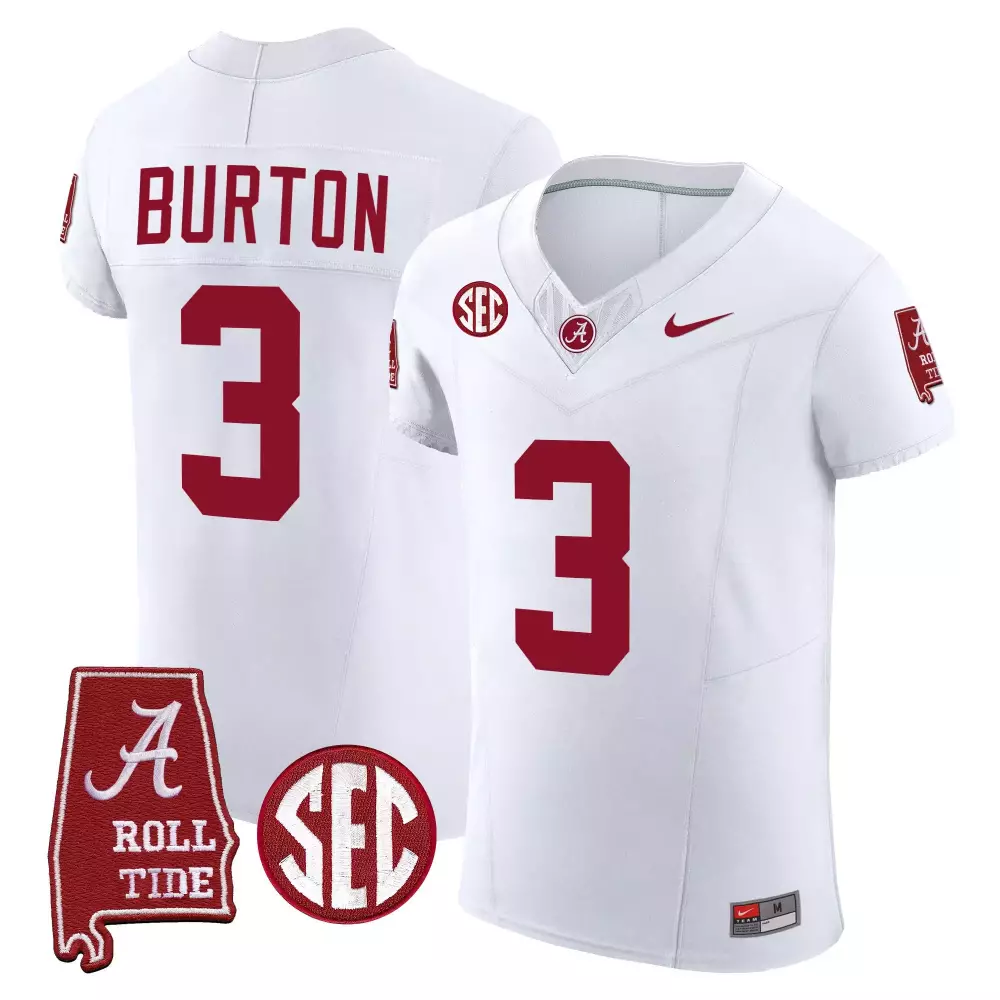 Jermaine Burton 3 Jersey White Alabama Crimson Tide Roll Men Vapor Elite All Stitched