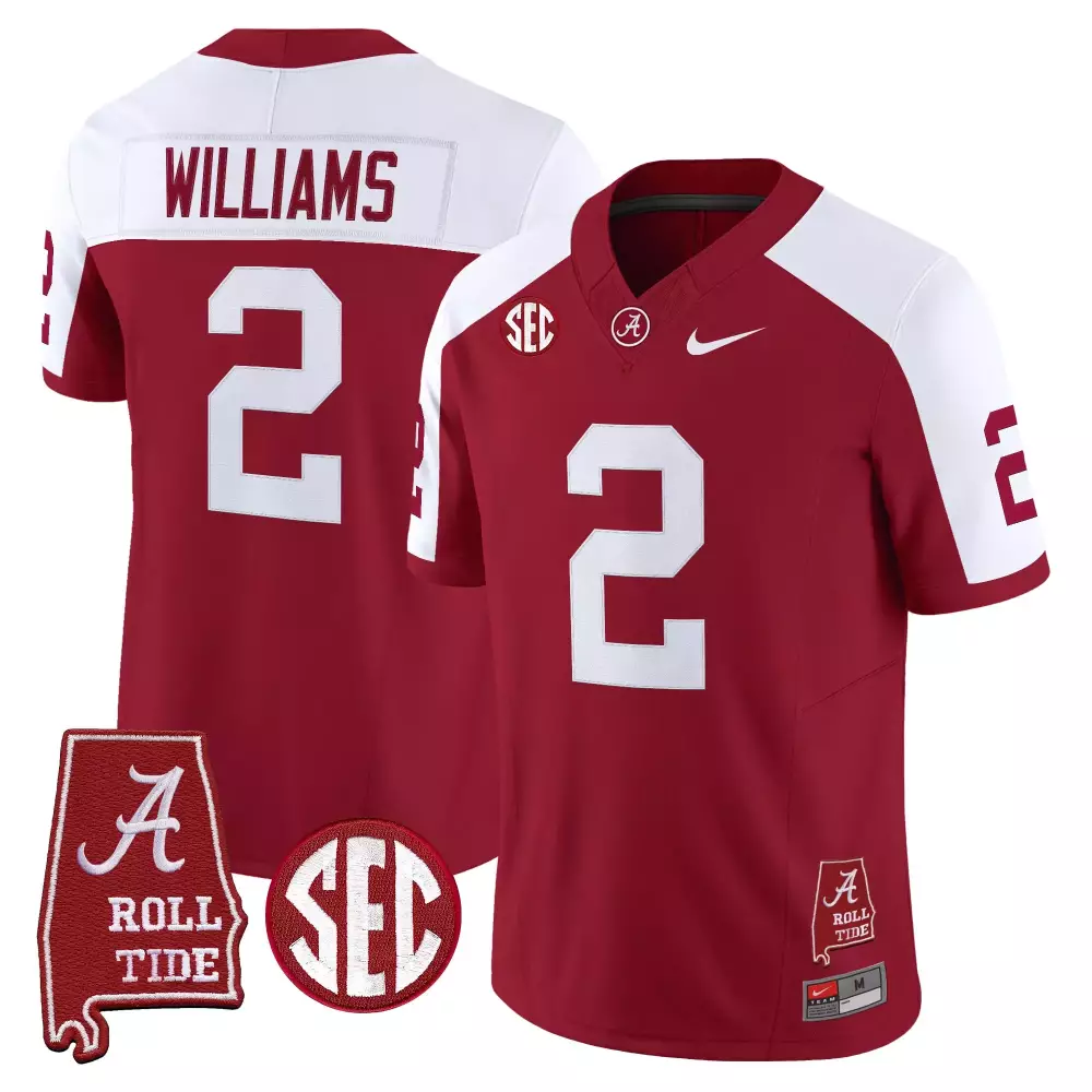 Williams SEC 2 Jersey Crimson Alabama Tide 'a' Roll Men White Vapor Embroidered