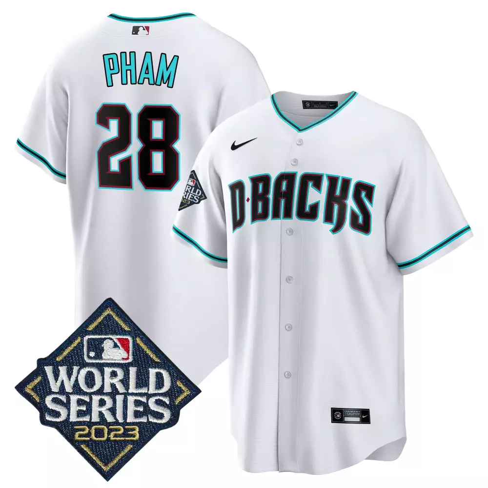 Tommy Pham 28 Diamondbacks Jersey White World Series 2023 Men Black Teal Cool All