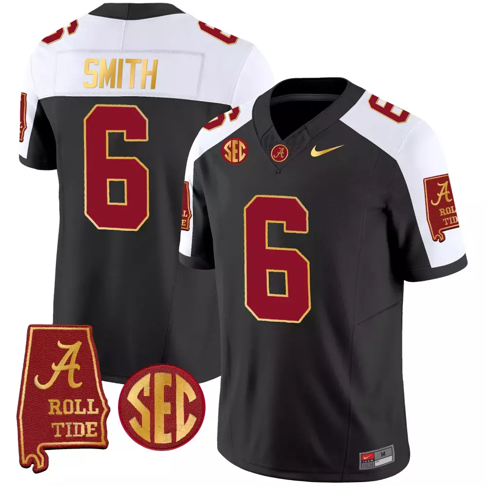 Devonta Smith 6 Jersey Black Alabama Crimson Tide Roll Men White Alternate Vapor