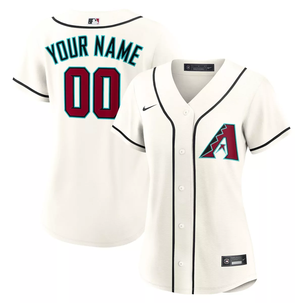 Custom Arizona Diamondbacks Jersey Cream Black Teal Maroon Home