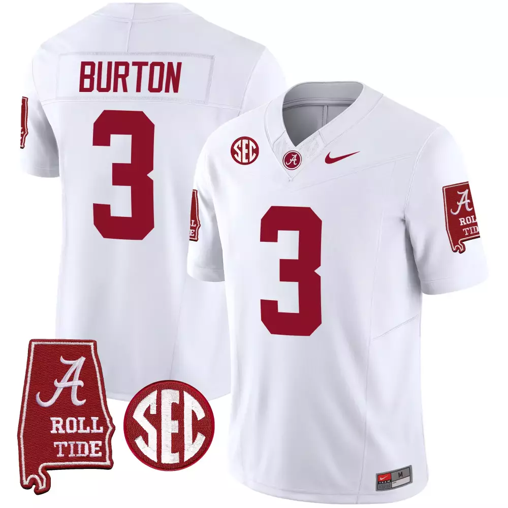Jermaine Burton 3 Jersey White Alabama Crimson Tide Roll Men Vapor Limited v3 All
