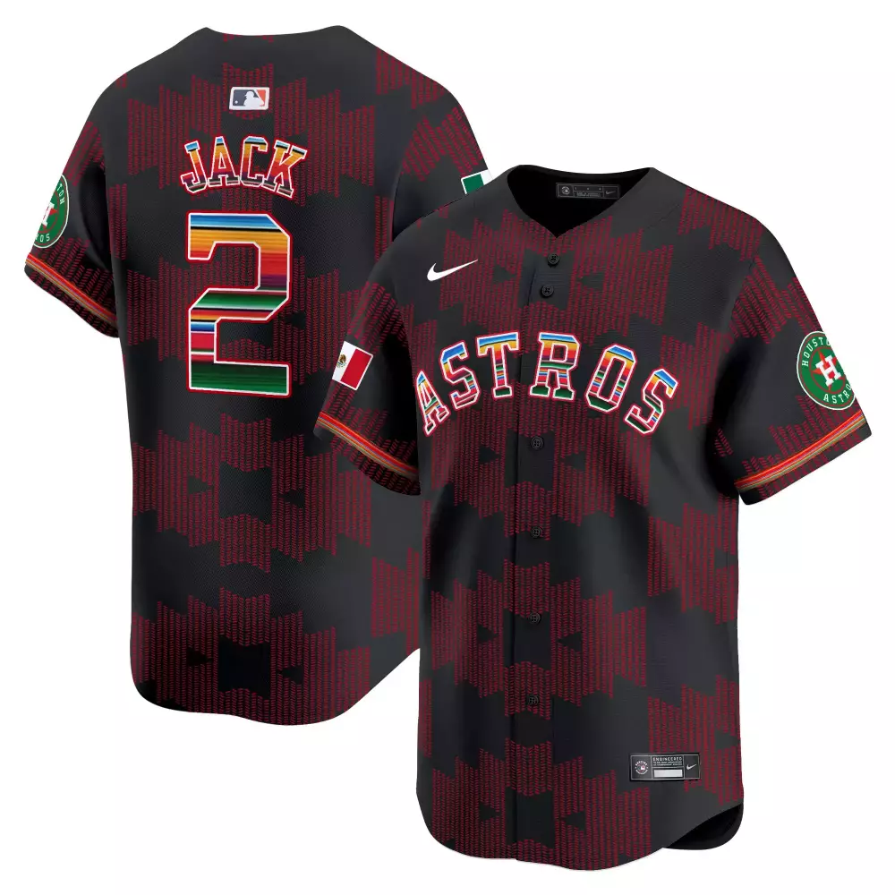 Jack Mexico 2 Astros Jersey Black City Connect Mexican Flag Houston Men Custom Design