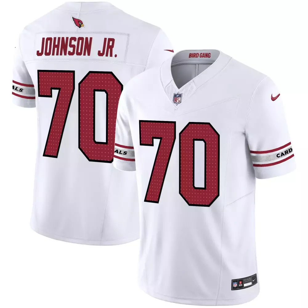 Paris Johnson Jr. 70 Jersey White Arizona Cardinals Men Cardinal Red Black Vapor