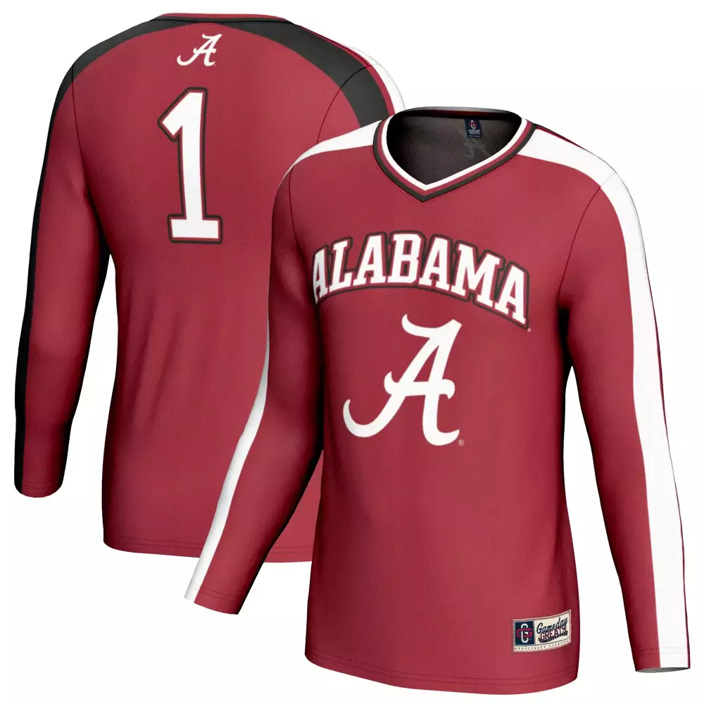 Alabama Crimson Tide 1 Jersey Long Sleeve White Black All Stitched Vapor