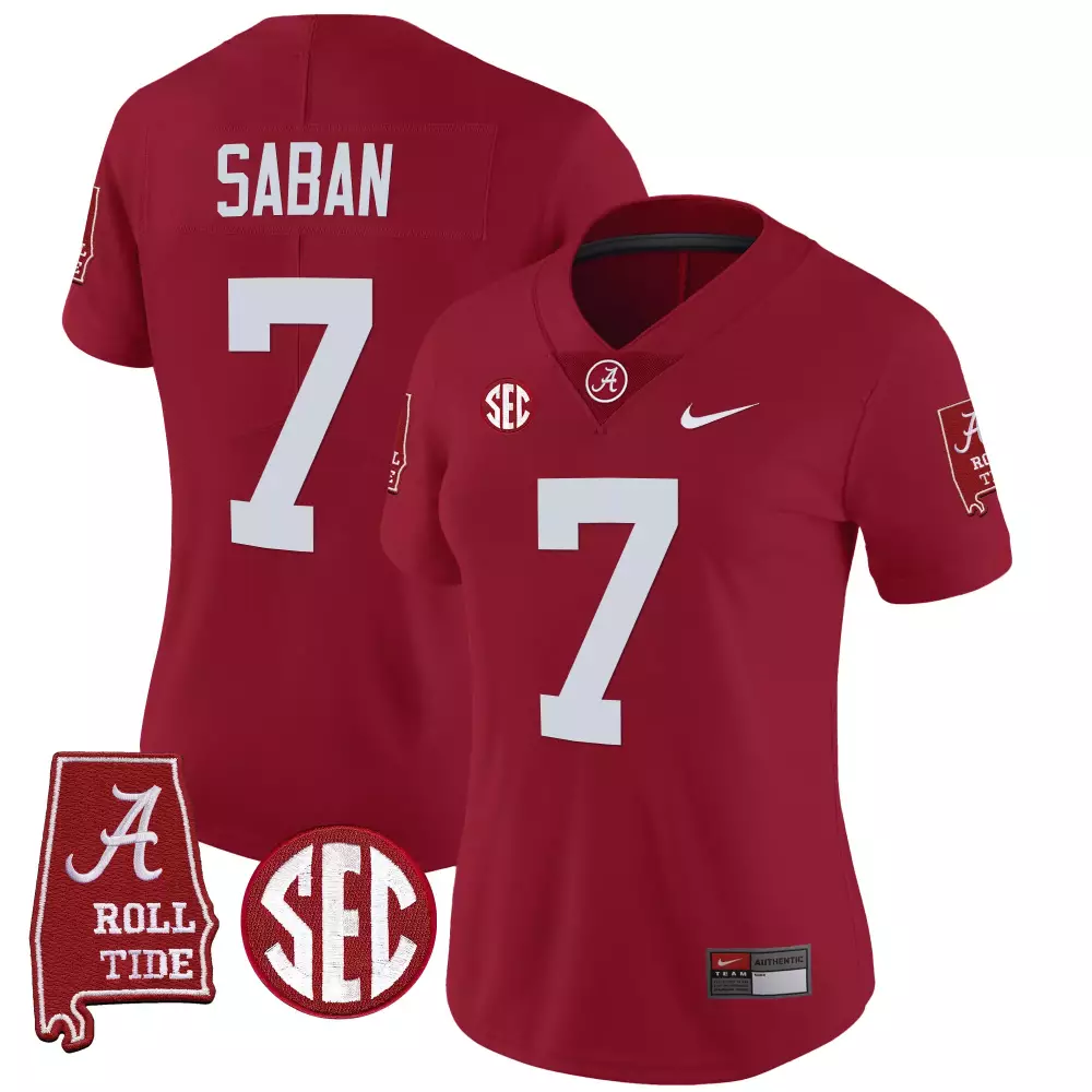 Nick Saban 7 Alabama Crimson Tide Jersey Roll Men White Vapor Limited All Stitched