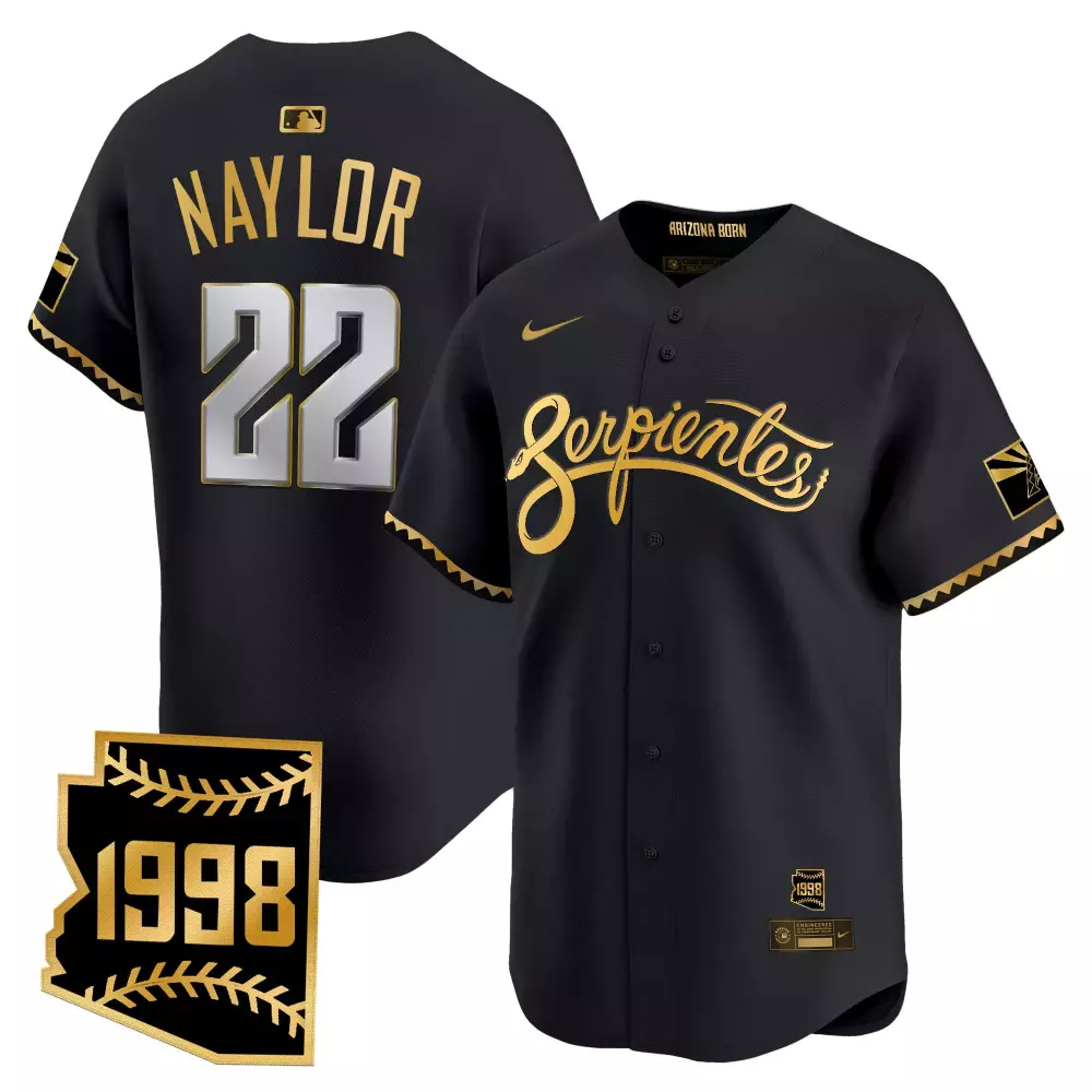 Josh Naylor 22 Jersey Black City Connect Arizona Diamondbacks 1998 Men Gold Silver