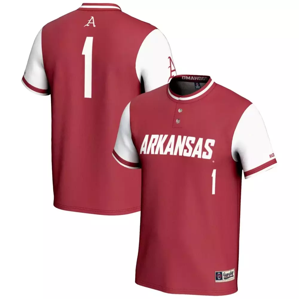 Custom Arkansas 1 Jersey Maroon White Gameday