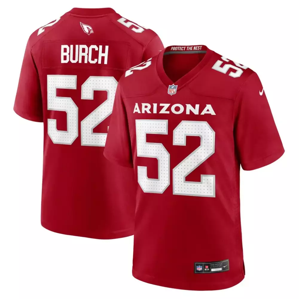 Burch Cardinal 52 Jersey Red Protect The Nest Arizona Cardinals Men Replica White