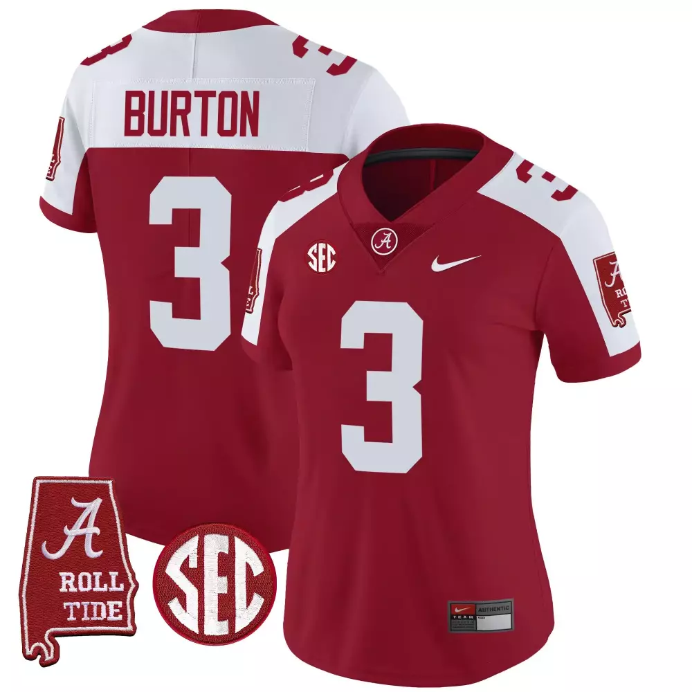 Jermaine Burton 3 Jersey Crimson SEC Championship Alabama Tide Roll Women White Alternate