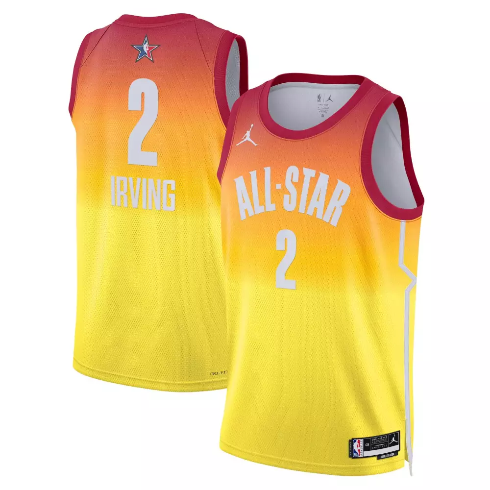 Kyrie Irving 2 All-star Jersey Yellow NBA Men Split Design Red Orange All Stitched