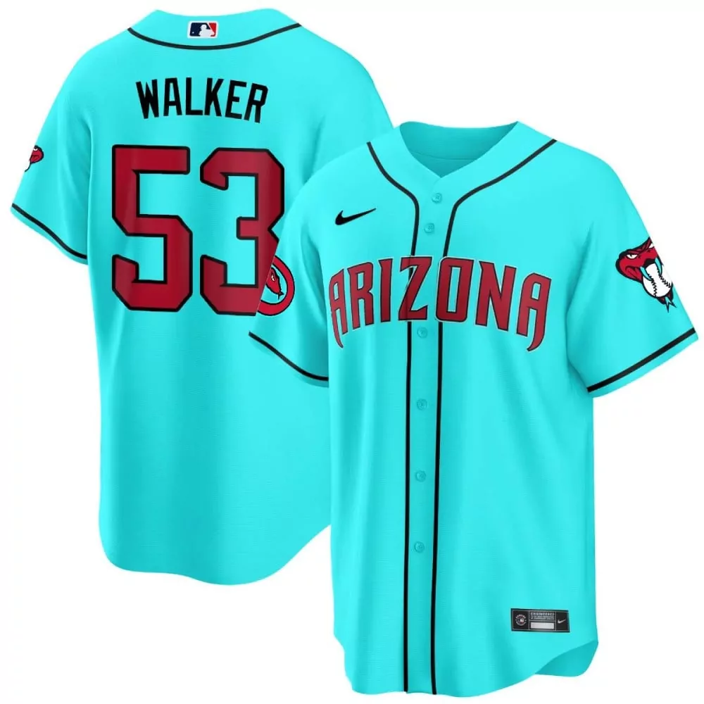 Christian Walker 53 Jersey Teal Arizona Diamondbacks Snake Red Black Cool Base v2