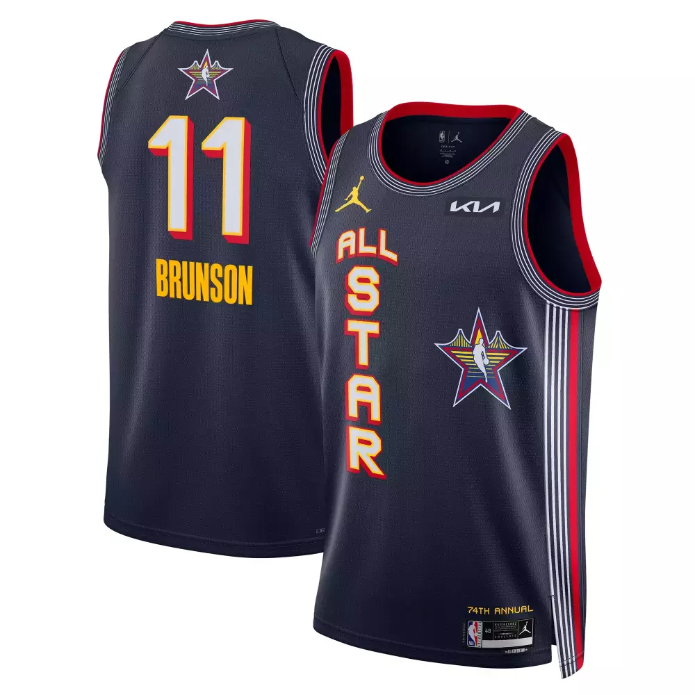 Jalen Brunson 11 All Star Jersey Navy Men Red White Yellow Stitched Vapor