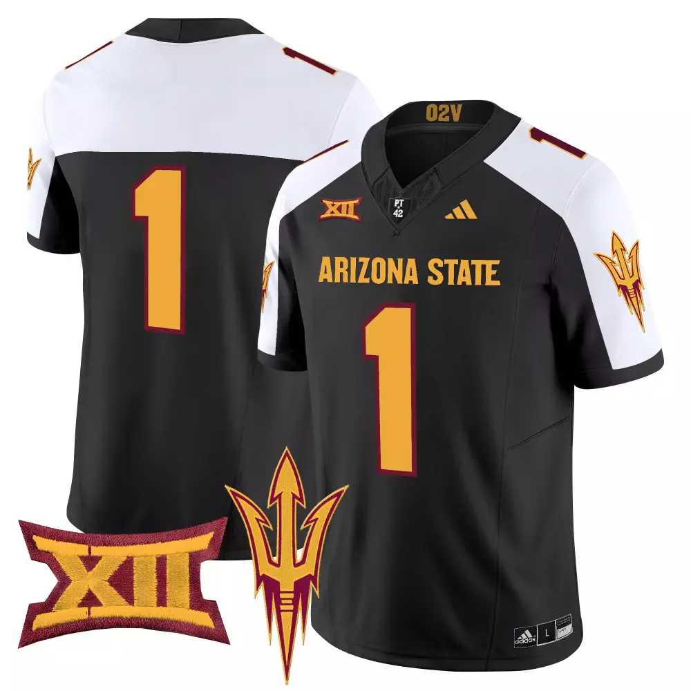 Arizona State 1 Jersey Black Ncaa Big Sparky 2023 White Maroon Gold Stitched Vapor