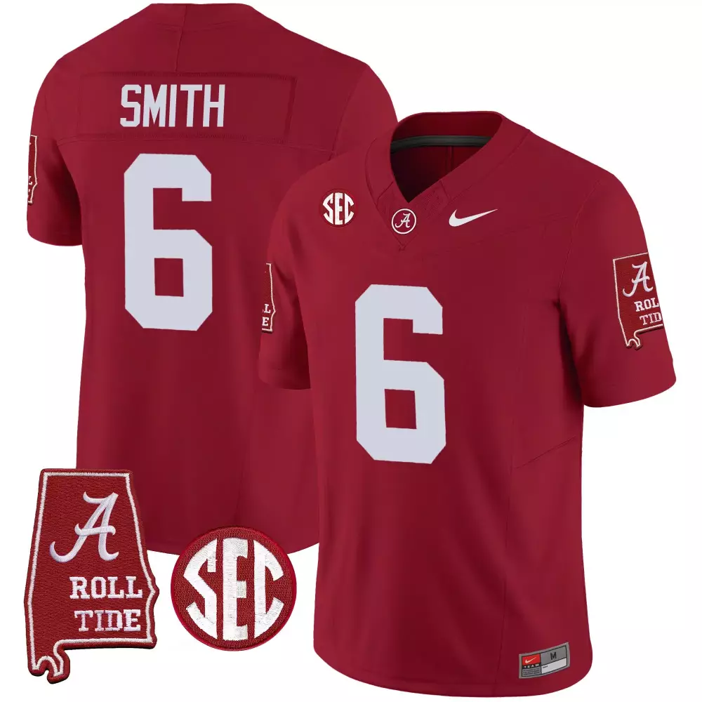 Devonta Smith 6 Jersey Crimson Alabama Tide Roll Men White Vapor Limited v5 All Stitched