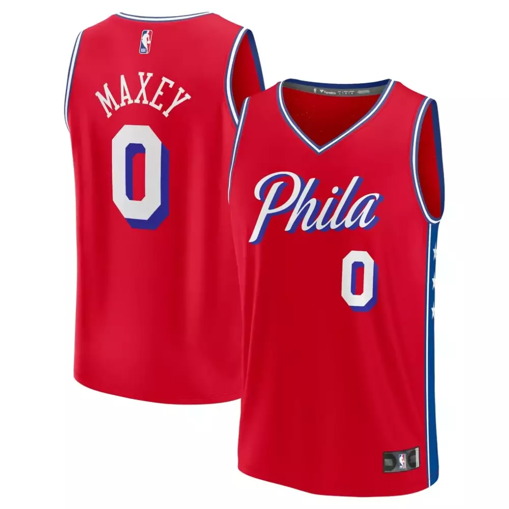 Tyrese Maxey Philadelphia 76ers Jersey Red Men White Blue