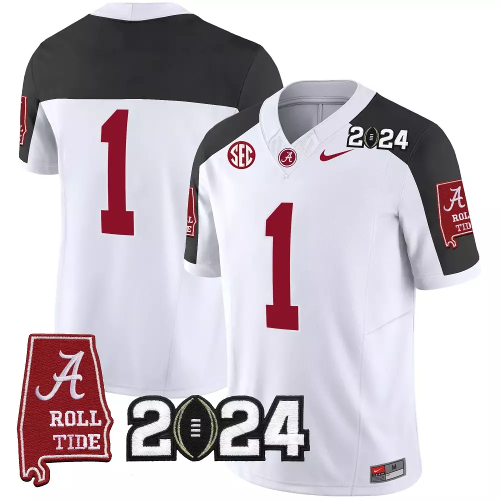 Jalen Milroe 1 Alabama Jersey White 2024 Season Crimson Tide Men Black Vapor Limited