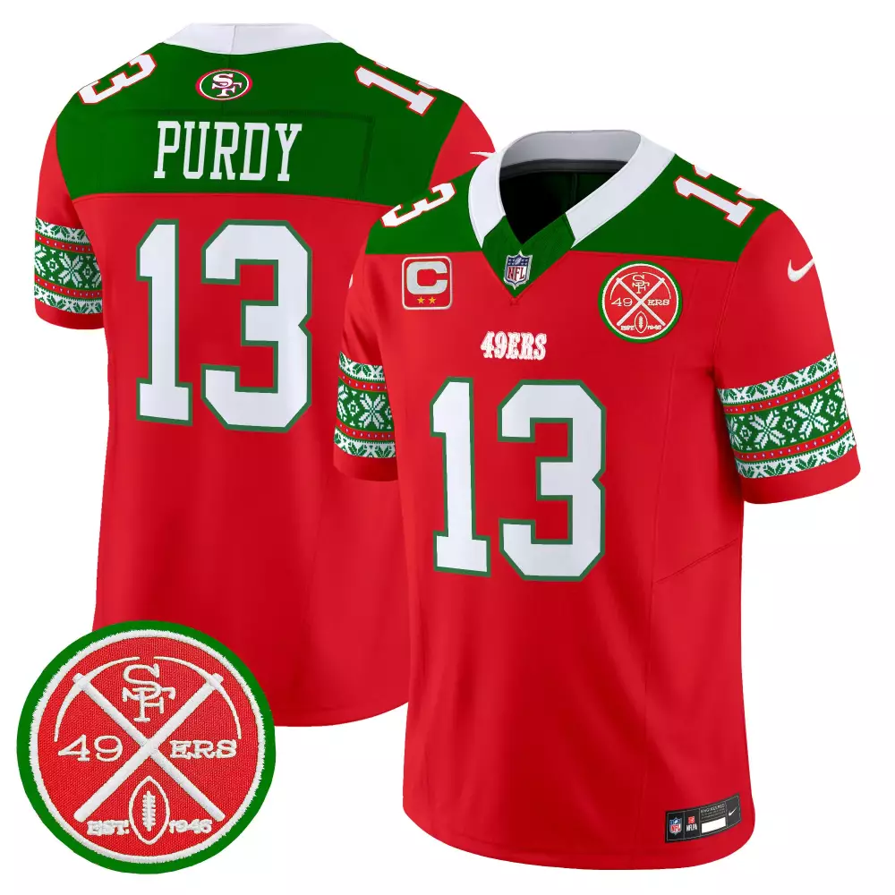 Brock Purdy 13 49ERS Jersey Red Holiday Men Alternate Green White Vapor Limited All