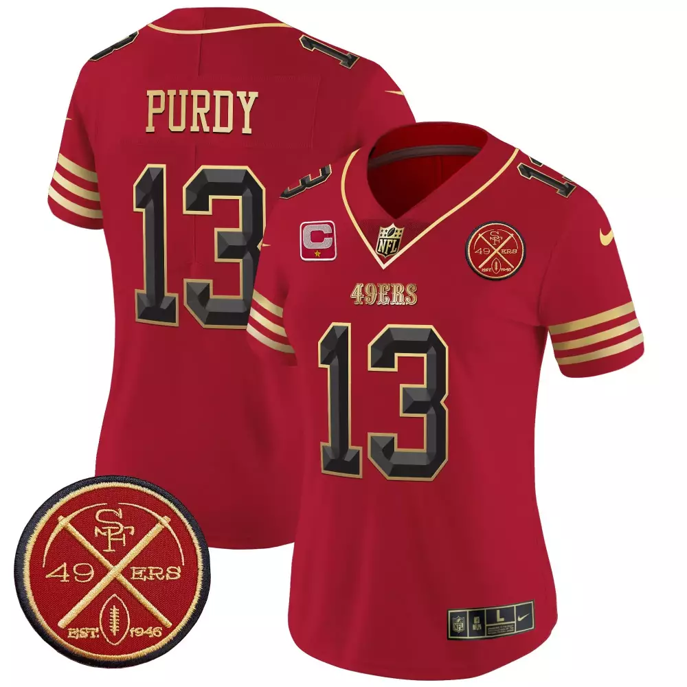 Brock Purdy 13 49ERS Jersey Red 1946 Men Player Gold Vapor Limited v2 All Stitched