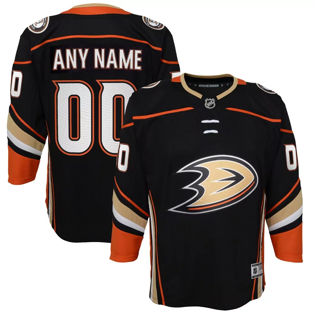 Anaheim Ducks Jersey Black Orange White Gold Home Premier Custom