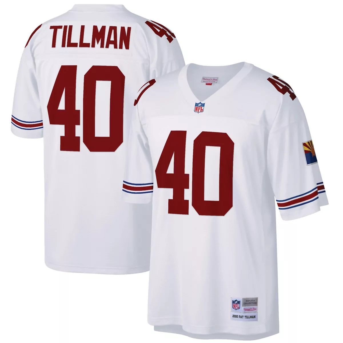 Pat Tillman 40 Arizona Cardinals Jersey White Retro Mitchell Ness State Flag Men
