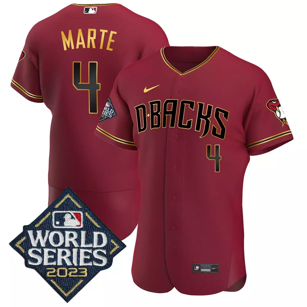 Ketel Marte 4 Jersey Maroon World Series 2023 Arizona Diamondbacks Men Gold Black