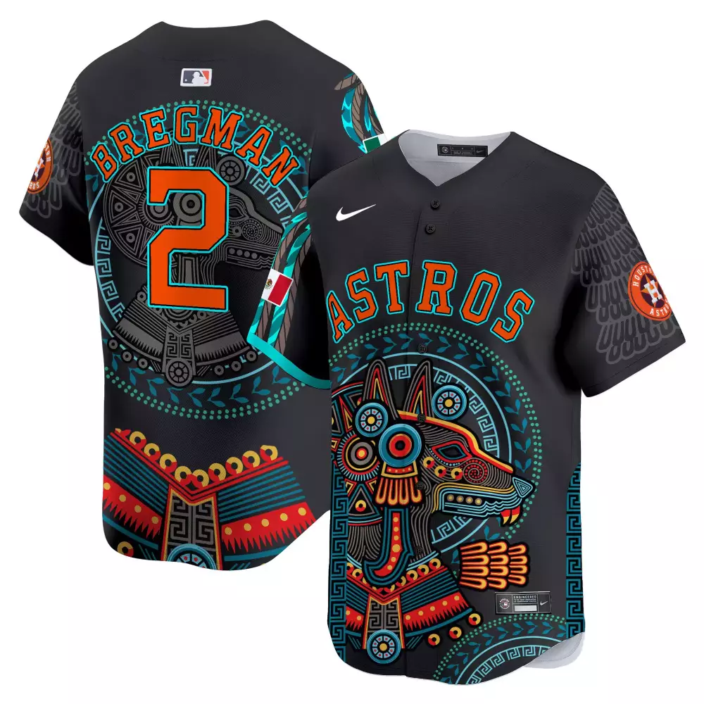 Tucker Aztec 2 Astros Jersey Black Mexican Flag Men Alternate Custom Design Orange
