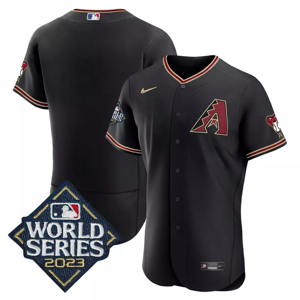 Arizona Diamondbacks Jersey Black World Series 2023 Men Maroon Gold Flex All Stitched