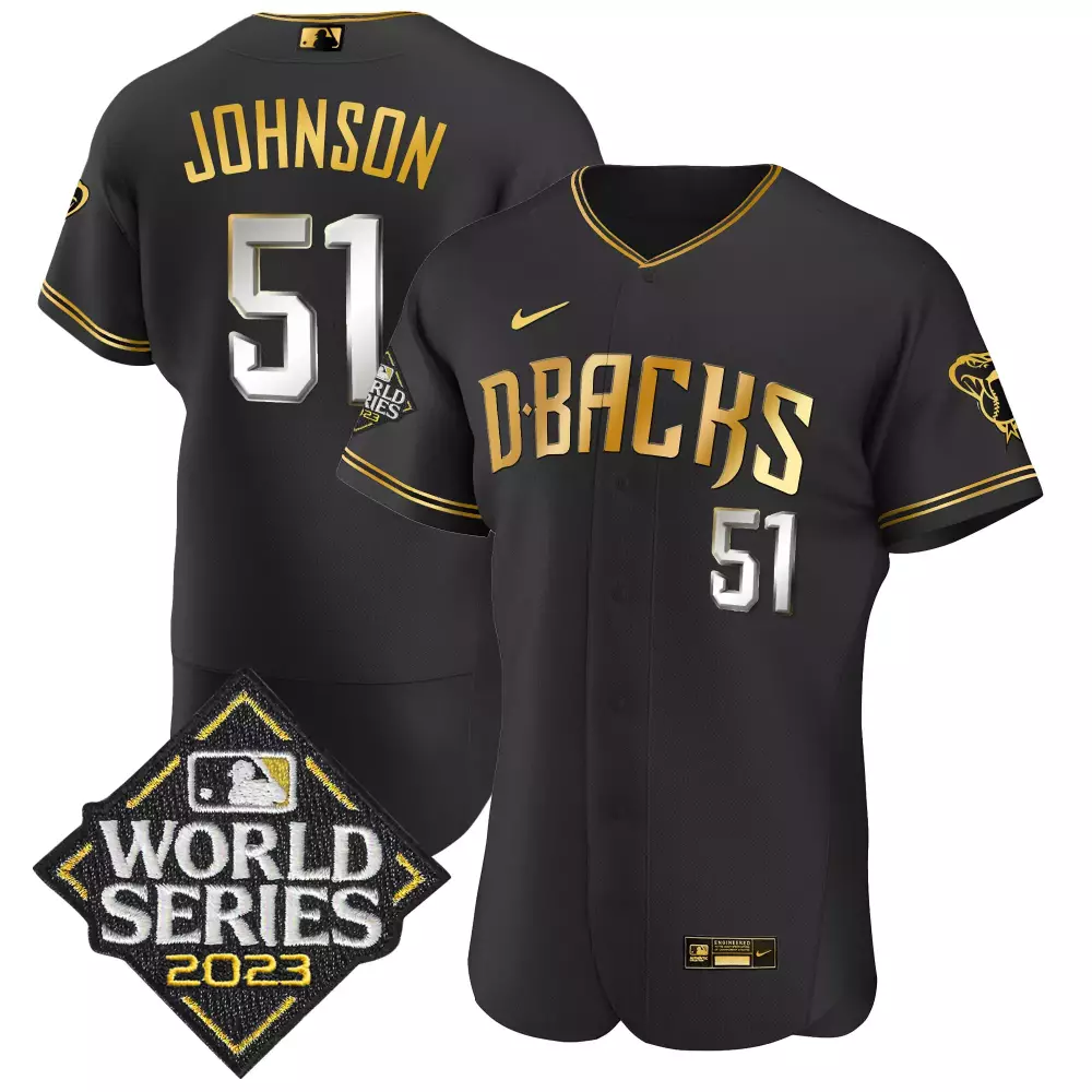 Randy Johnson 51 D-backs Jersey Black World Series 2023 Men Gold White All Stitched