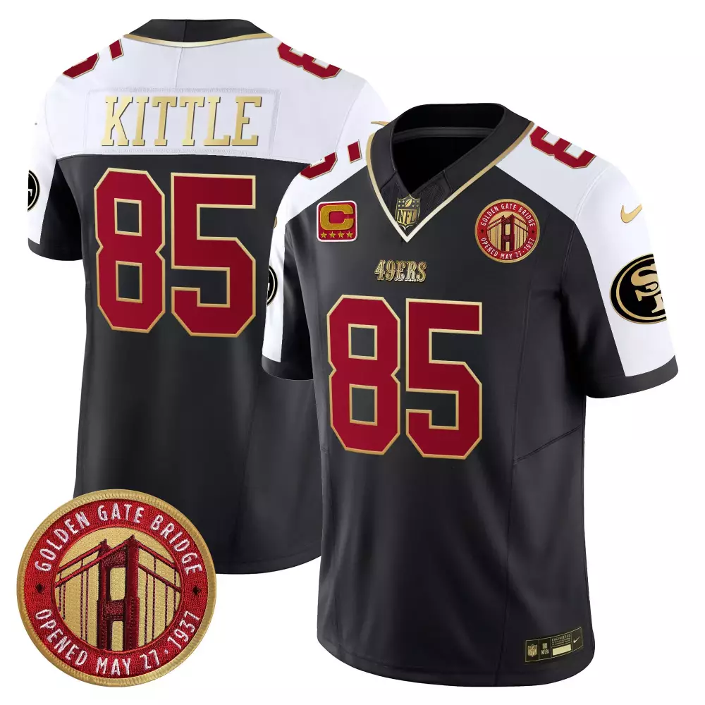 George Kittle 85 49ERS Jersey Black Golden Gate Bridge Men Red White Gold Alternate