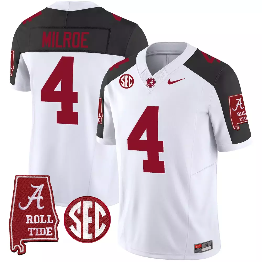 Jalen Milroe 4 Jersey White Alabama Crimson Tide Roll Men Black Vapor Limited v5
