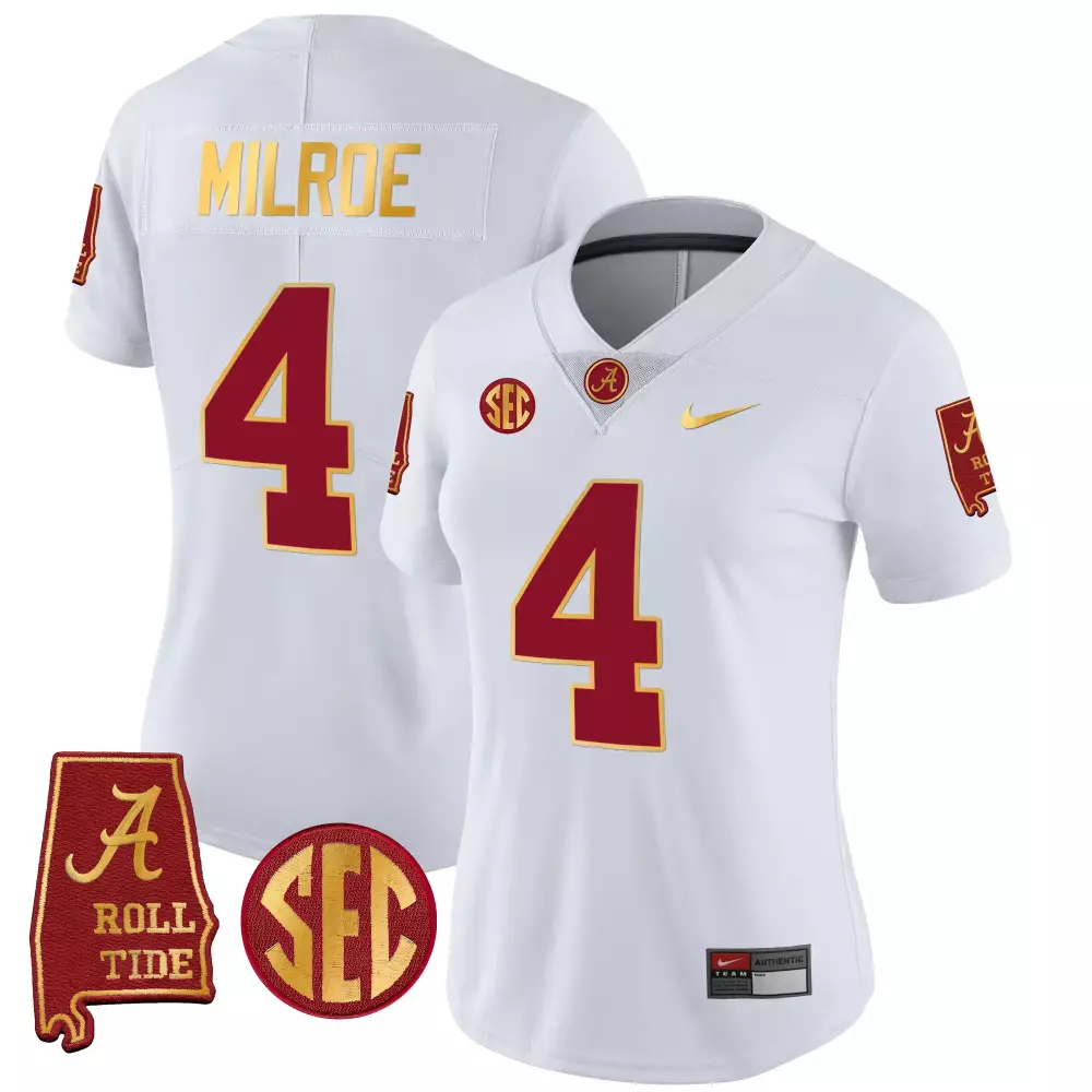 Jalen Milroe 4 Jersey White Ncaa Alabama Crimson Tide Roll Women Gold Vapor v2 All