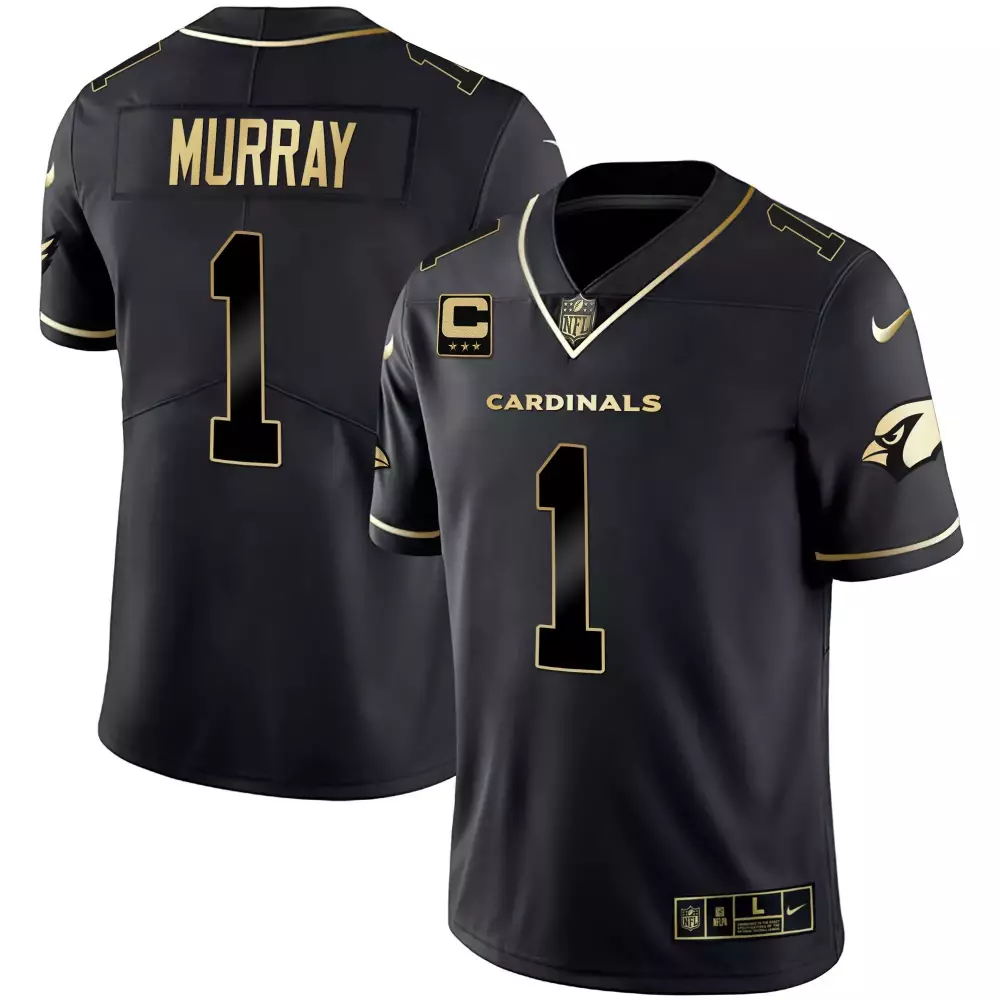Kyler Murray 1 Arizona Cardinals Jersey Black Captain Men Player Alternate Gold Stitched