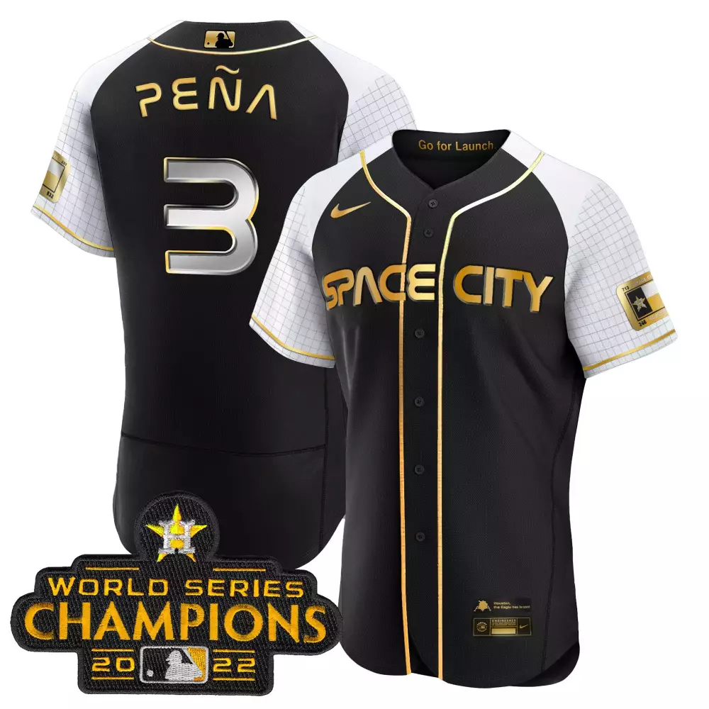 Jeremy Pena 3 Houston Astros Jersey Black Space City World Series Champions 2022