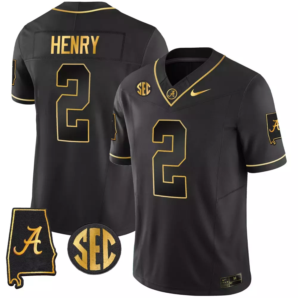 Derrick Henry 2 Jersey Black Alabama Crimson Tide Men Gold Vapor Limited All Stitched