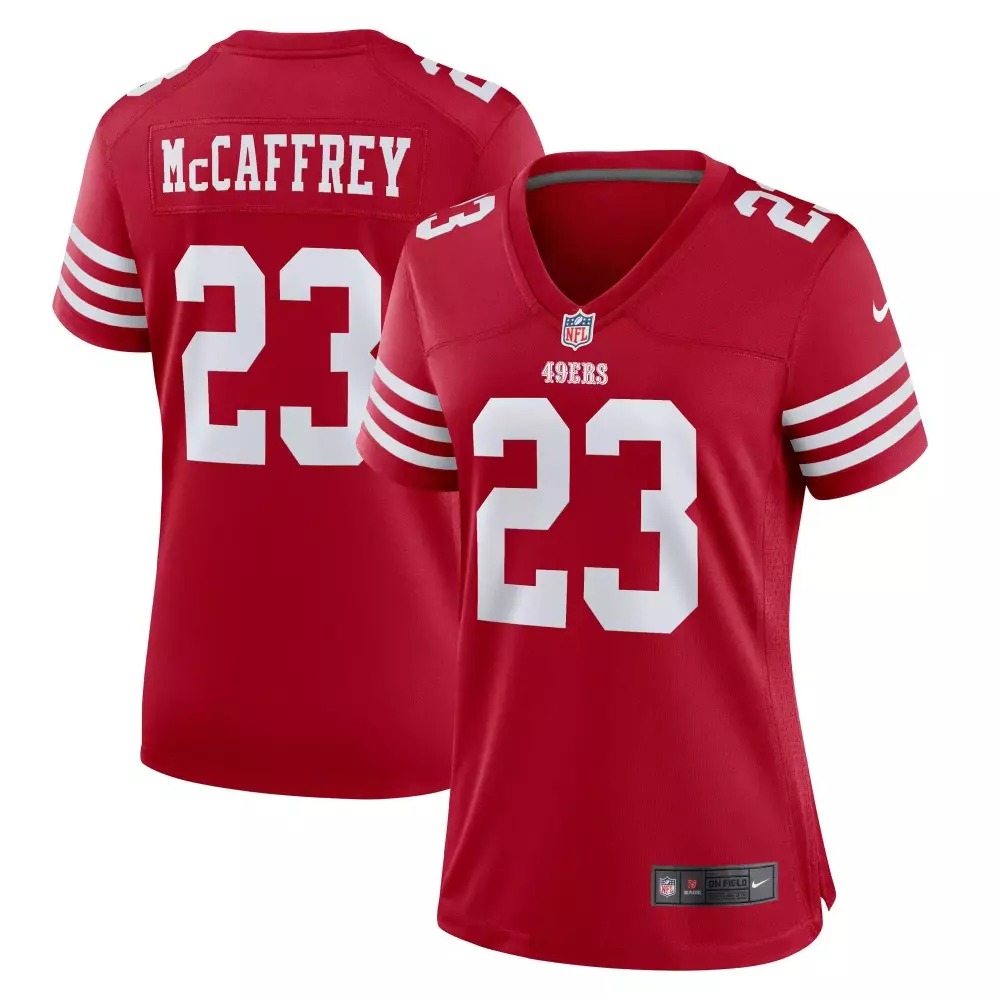 Christian Mccaffrey 23 49ERS Jersey Red Men Replica White Fashion Game