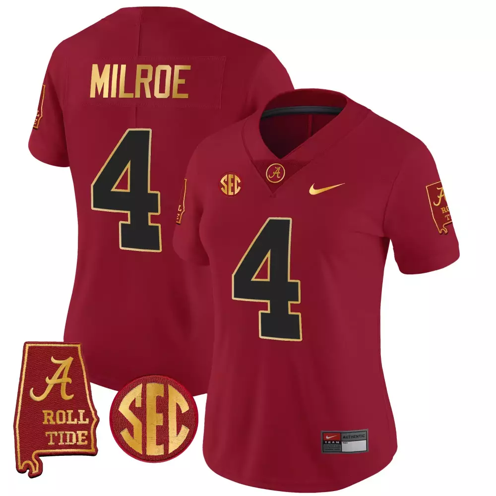 Jalen Milroe 4 Jersey Crimson SEC Championship Alabama Tide Roll 2023 Women Black