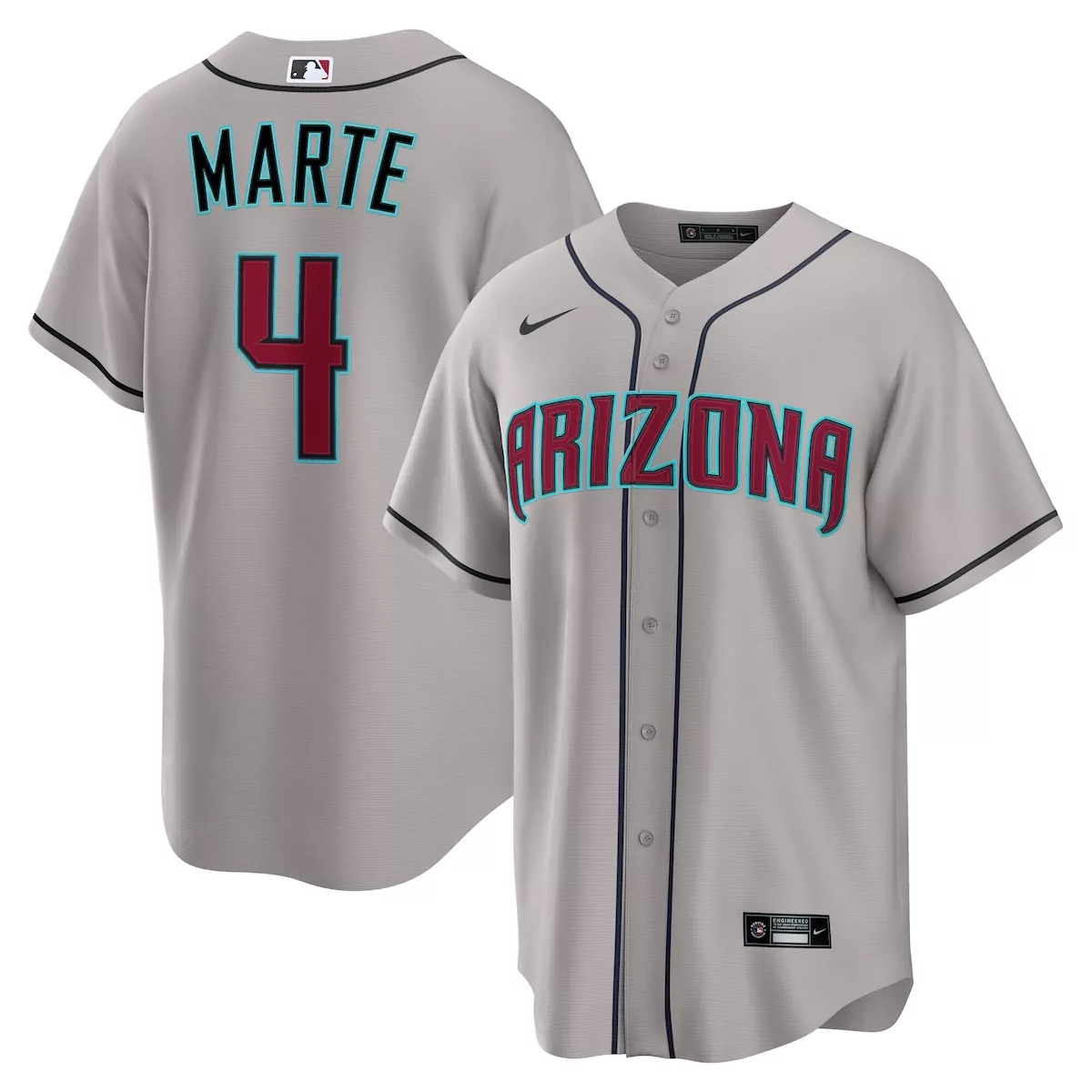 Ketel Marte 4 Jersey Gray Arizona Diamondbacks Men Maroon Teal