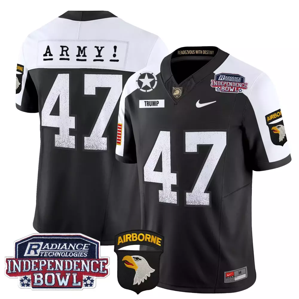 Donald Trump 47 Army Jersey Black Independence Bowl Airborne Radiance Technologies