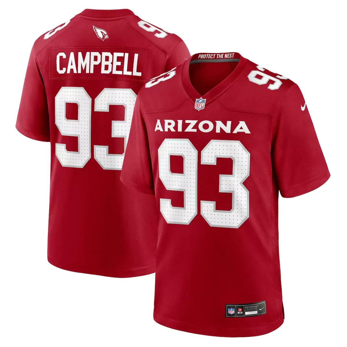 Calais Campbell 93 Jersey Red Arizona Cardinals Men Player White Game