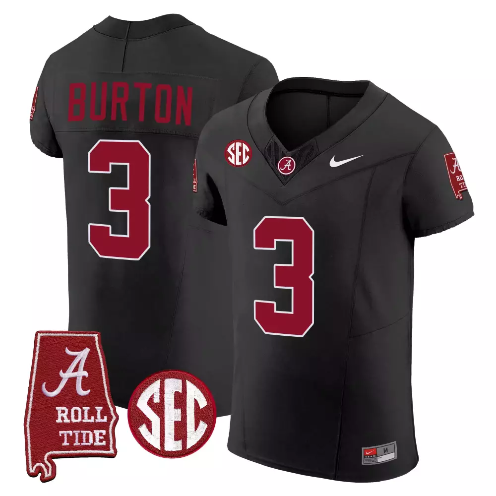 Jermaine Burton 3 Jersey Black Alabama Crimson Tide Men Vapor Elite All Stitched