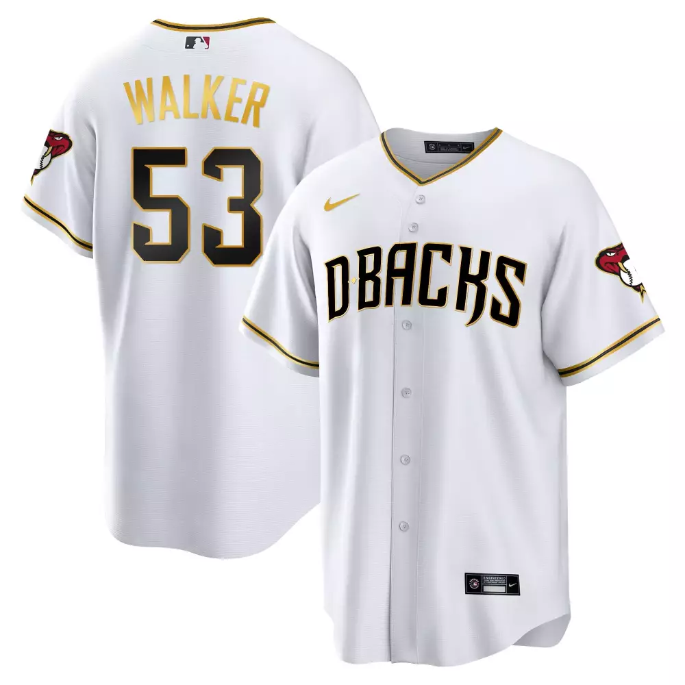 Christian Walker 53 Diamondbacks Jersey White Black Gold Cool Base All Stitched