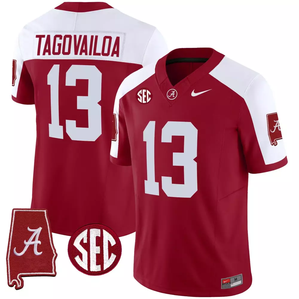 Tua Tagovailoa 13 Jersey Crimson Alabama Tide Men White Alternate Vapor Limited All