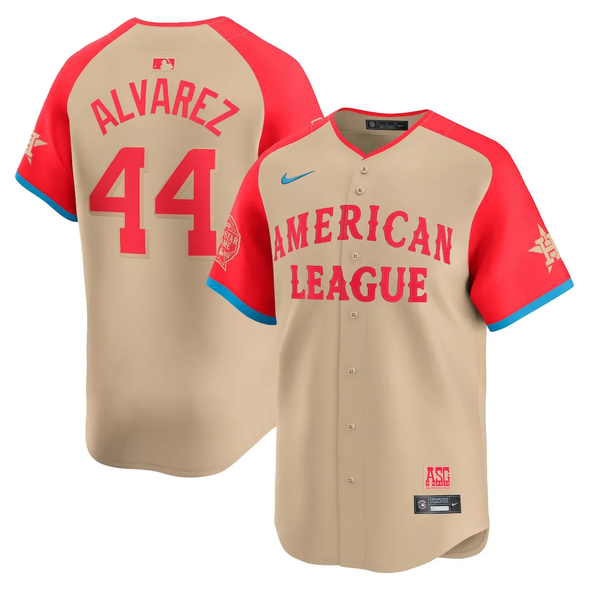 Yordan Alvarez 44 Houston Astros Jersey Tan 2023 MLB All-star Game Men Alternate